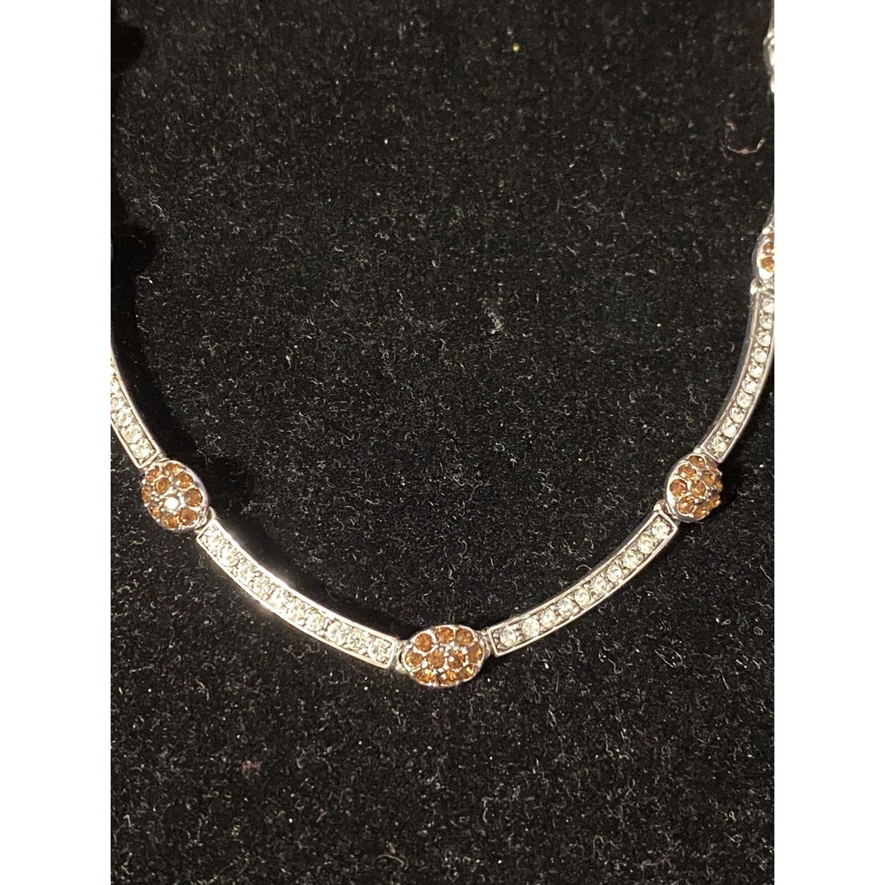 Monet Rhinestone Necklace Silver Tone